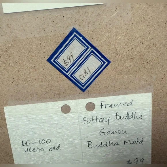 Buddha Gansu Vintage Antique Chinese Elegant Black Framed Buddha Framed Set - Picture 8 of 12